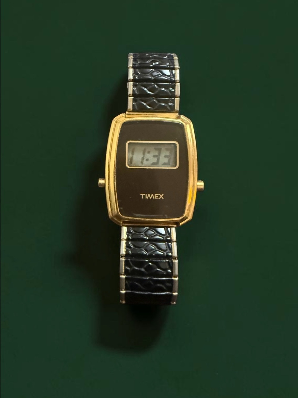 Vintage 1976 Timex SSQ 21582602 LCD Digital Watch Gold Tone WORKING Rare